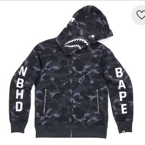 NWT Bape Black & Gray Camo Shark Hoodie – Size Large